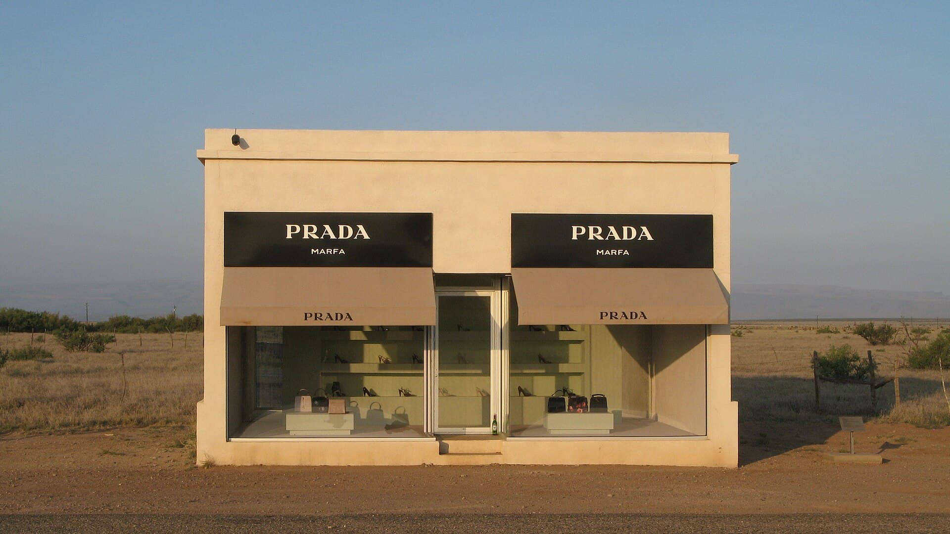 The Prada Marfa art installation on the high plains — near Marfa, Texas
